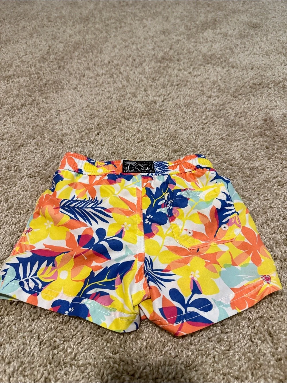Janie and Jack Tropical Floral Shorts Set in Yellow, Navy, Orange, Mint